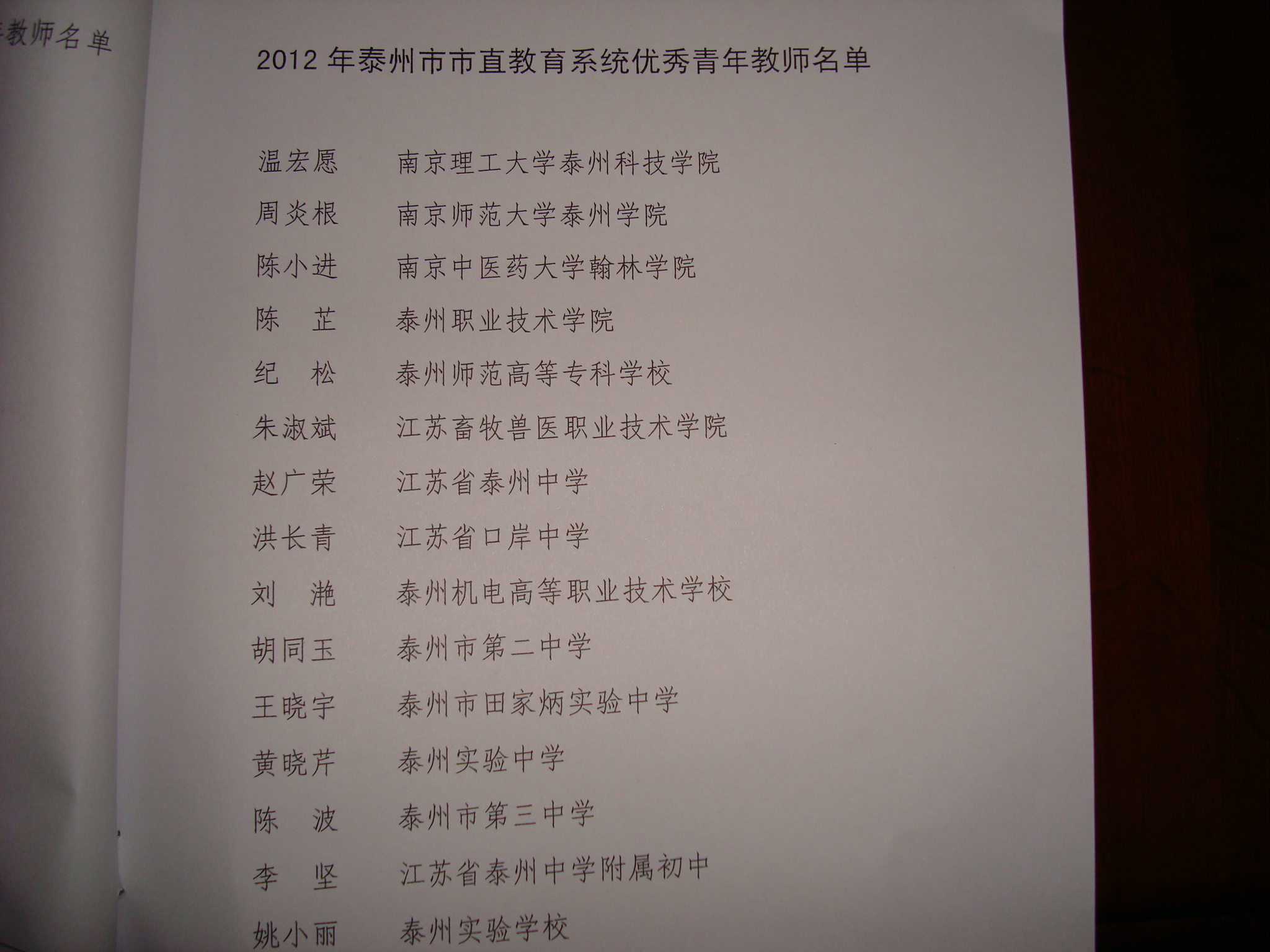黄晓芹老师被表彰为2012市直教育系统优秀青年教师